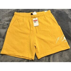 Large Nike Jordan Brooklyn Yellow Fleece Shorts Flight Logo FN4535-752